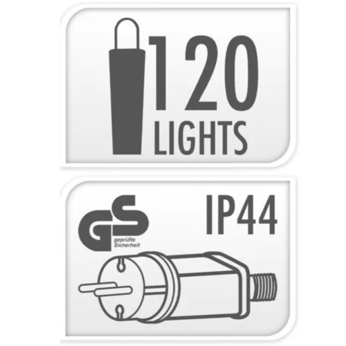 120 Led-Es Lámpa Dekoratív Gömböl, Meleg Fehér Fényben