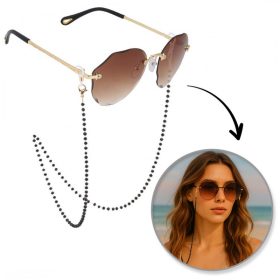 Szemüveglánc fekete gyöngyökkel LDK05