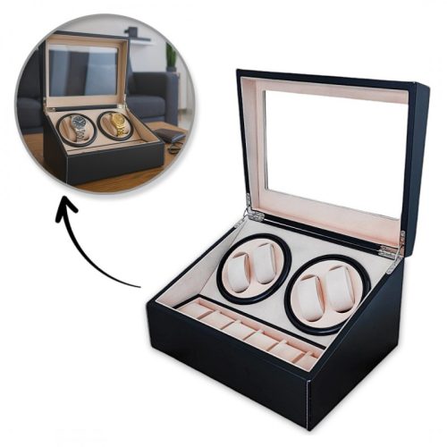 Automata órahúzó, óraforgató, eko bőr vitrin 31x24x18cm PD103