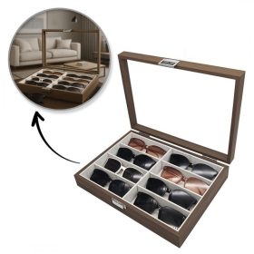   8 rekeszes doboz szemüvegtartó, szervezőtok, üveg PDMDF07