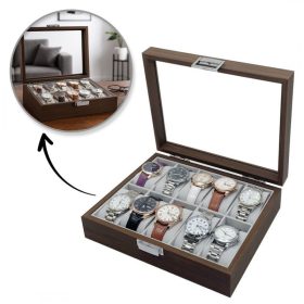   10 órának való doboz, tok, szervező üvegzárral 26x21cm PDMDF05