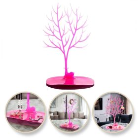   Nagy ékszerkiállítás - nyaklánc, gyűrűk, rózsaszín fa E32R