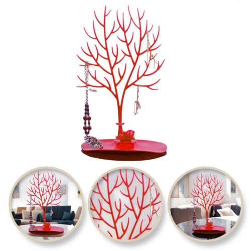 Nagy ékszerkiállítás - nyaklánc, gyűrűk, vörös fa E32CZE