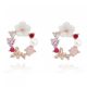 Finom virágkoszorú fülbevalók kristályokkal 1.2x1.4cm K1541