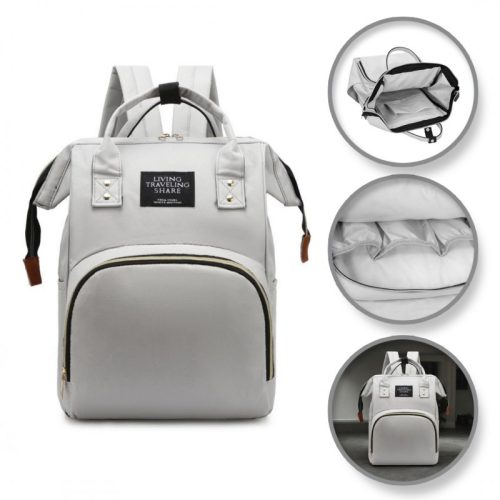 Táska, szervező, hátizsák anyukának szürke PLM10SZ