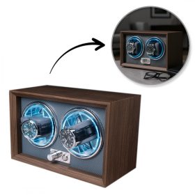   Óratekerős automata tok 2 órának, óraforgató fa, 24x12x15cm PD146