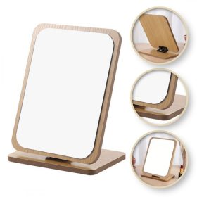   Téglalap alakú, fából készült álló kozmetikai tükör 21 x 16 cm L8BR