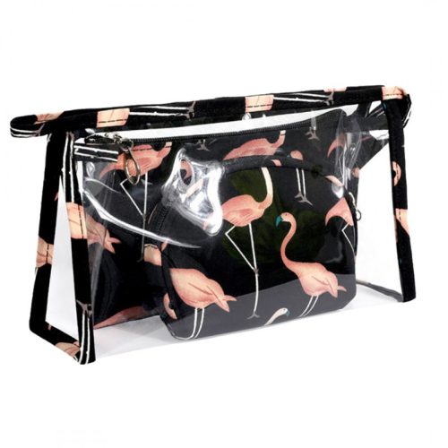 3 darabos kozmetikai táska szett - Fekete, rózsaszín FLAMINGO KS65WZ2