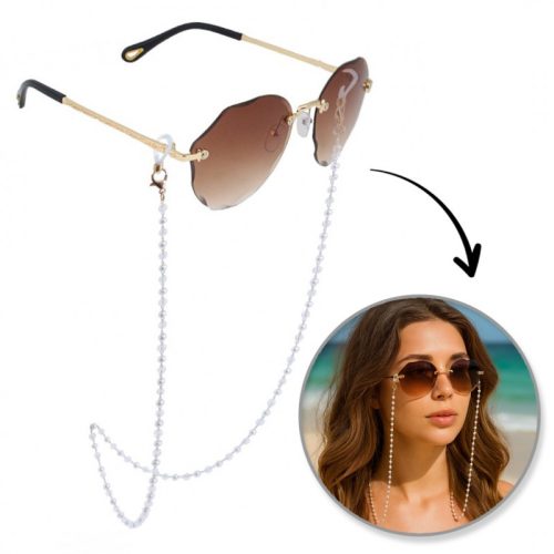 Szemüveglánc fehér gyöngyökkel LDK14