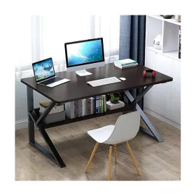   Számítógépasztal, irodai asztal polccal 80 x 40 cm fekete, sötétbarna asztallap STL04CZ