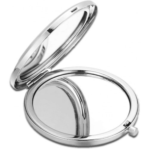 Fehér, elegáns fém kozmetikai tükör kézitáska nyílással L11