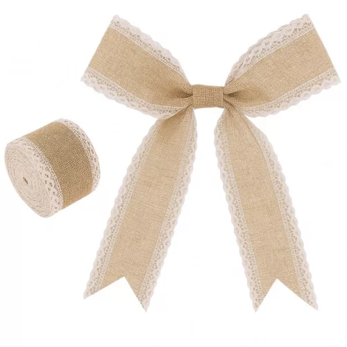 Karácsonyi szalag masnira, karácsonyi ajándék szalag bézs 5cm x 2m KSN129