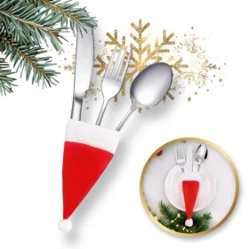   Evőeszköztartó, karácsonyi mikulás sapka, 12cm x 6cm, 1 db, KSN68POJ