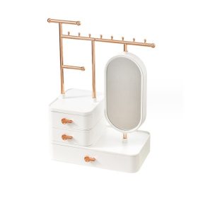   Ékszerrendező, fehér szekrény tükörrel és fiókokkal, PD60B
