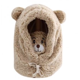   Plüss téli sapka mackó fülekkel + sál, 2 az 1-ben - barna CZ34WZ1