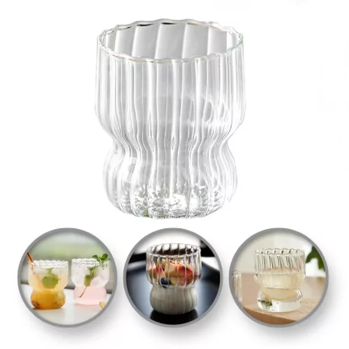 Barázdált üveg, hullámos falú pohár 260 ml 1 db SZK51