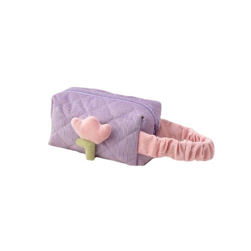 Kozmetikai táska tulipán motívummal, steppelt, hosszúkás, lila KS101WZ3