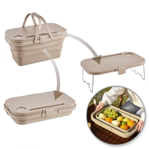 Univerzális 3 az 1-ben összecsukható piknikkosár, asztal, tároló KP03K