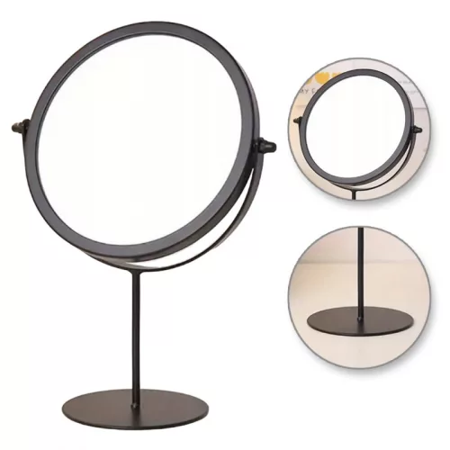 Álló kozmetikai tükör, fekete, egyoldalas, magassága 27 cm L14CZ