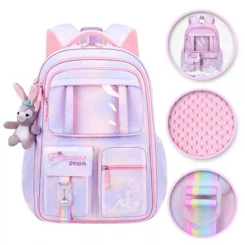 Ghiozdan școlar universal RAINBOW sweet cu buzunare și mascota PL159FIO