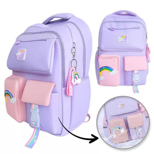 Ghiozdan școlar universal RAINBOW Sweet cu buzunare și reflectorizante PL160FIO