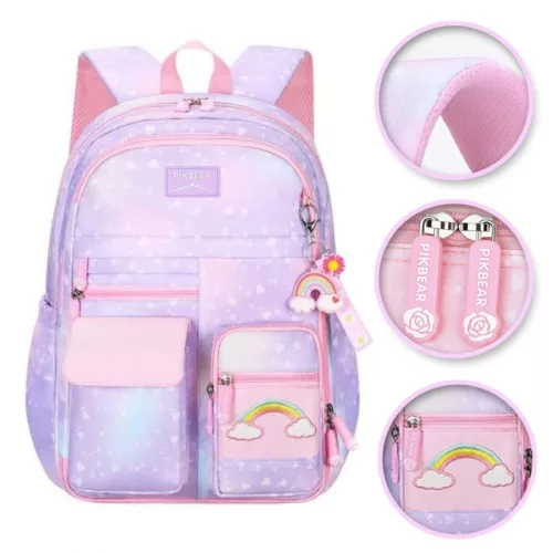 Ghiozdan școlar universal RAINBOW Sweet cu suport pentru chei și buzunare PL161