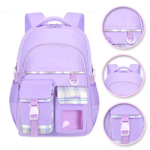 Rucsac cu model, carouri elegante, universal, școlar, cu buzunare PL162FIO