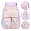 Rucsac scolar ECARLA RABBIT, 35L, waterproof, 45x32x17cm, roz, cu mascote