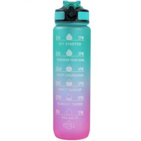   Vizespalack, mérőpohár szívószállal 1L OMBRE zöld és rózsaszín BD19