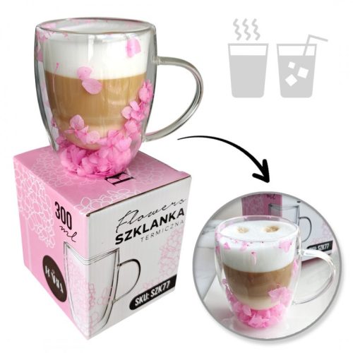 Termosz pohár hortenziával és rózsákkal 300 ml 1 db SZK77