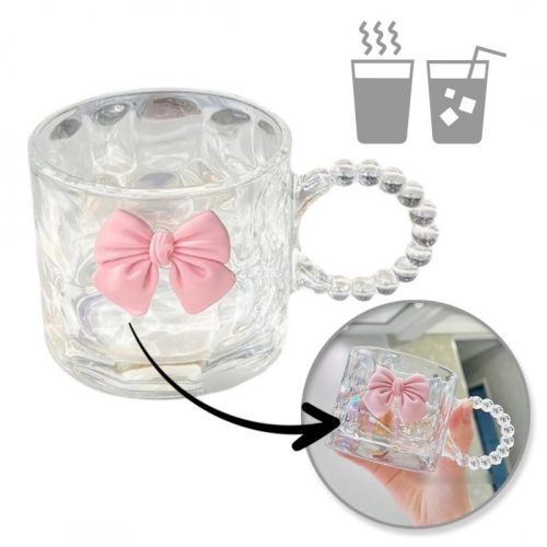 Irizáló masnis pohár füllel kávéhoz, italokhoz, 1 db 260 ml SZK80