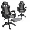 STRIKE forgó gamer szék lábtartóval és masszázspárnával, szürke KO40SZ