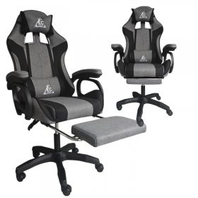   STRIKE forgó gamer szék lábtartóval és masszázspárnával, szürke KO40SZ