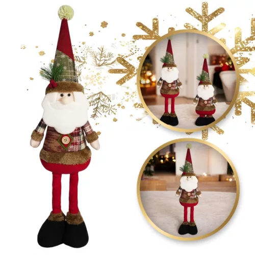 Mikulás figura, kihúzható lábakkal KARÁCSONY 62 cm PLÜSS KSN159