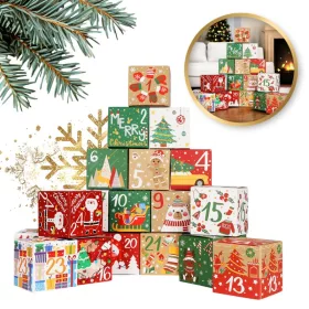   Adventi naptár saját kezűleg 24 színes, kinyitható dobozzal, gyönyörű mintával KSN101
