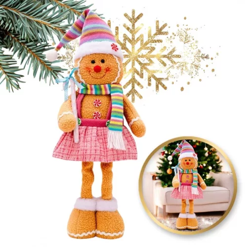 Mrs. Mézeskalács figura teleszkópos lábakkal KARÁCSONY 52cm PLÜSS KSN168