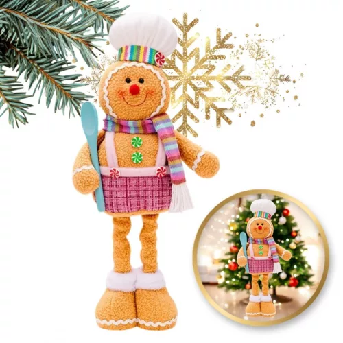 Mr. Mézeskalács figura teleszkópos lábakkal KARÁCSONY 52cm PLÜSS KSN169