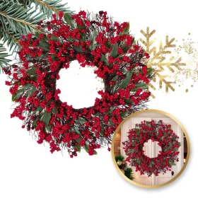   Dekoratív ajtókoszorú, dekoráció, műberkenye, élethű - átmérő 55 cm WSN25