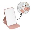 Kozmetikai tükör ökobőrből, nyitható, álló, rózsaszín kézitáskához L17R