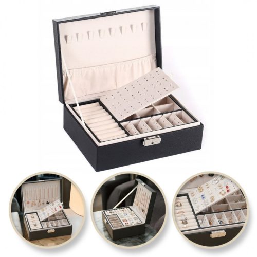 Ékszerdoboz, tok, szervező, fekete doboz PD155CZ