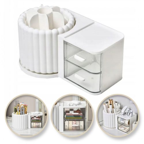 Kiegészítők, kozmetikumok rendszerezője, hornyolt, forgatható, fehér CB58