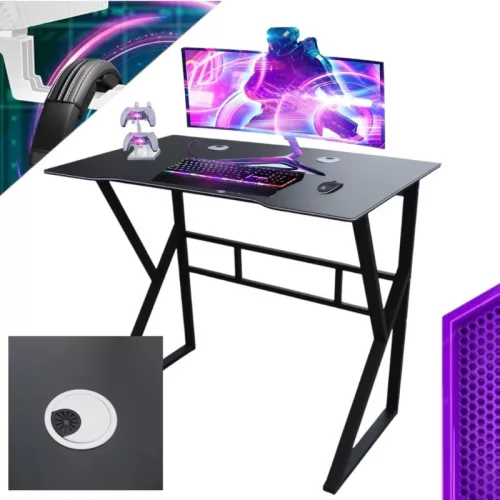Fekete gamer számítógépasztal 100 x 60 cm STL20CZ