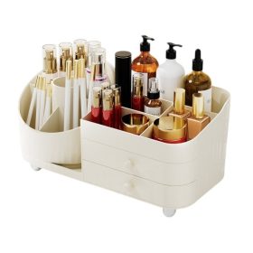   Ecsettartó, kozmetikumokhoz, forgatható, fiókokkal, krémszínű 31 x 14,5 x 11,6 cm CB66