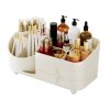 Ecsettartó, kozmetikumokhoz, forgatható, fiókokkal, krémszínű 31 x 14,5 x 11,6 cm CB66