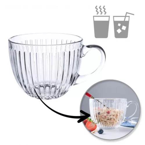 Nagy, barázdált üvegpohár 460 ml 1 db SZK152