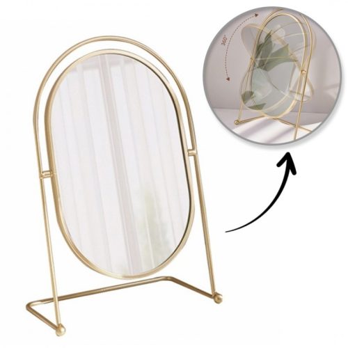 Álló kozmetikai tükör, arany, XL, egyoldalas, magasság 27 cm, L21