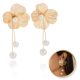 Nagy elegáns függő fülbevaló Virágok gyöngyökkel 4,6 x 10,6 cm K1696