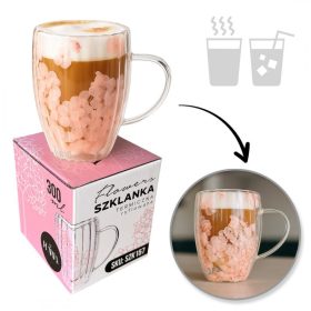   Hornyolt termospohár virágokkal belül, fátyolrózsákkal 300 ml 1 db SZK157