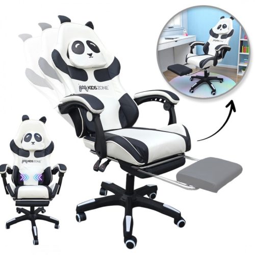 PANDA forgó gamer szék lábtartóval és masszírozóval KIDS ZONE KO34