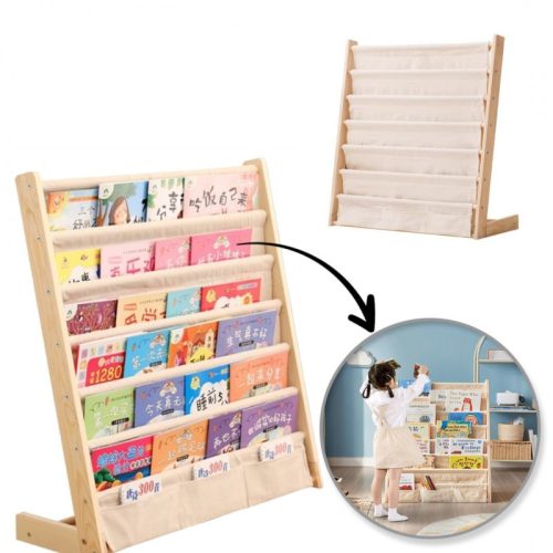 Polc, 6-szintes állvány, könyvrendező zsebekkel 79 x 60 cm SZ45